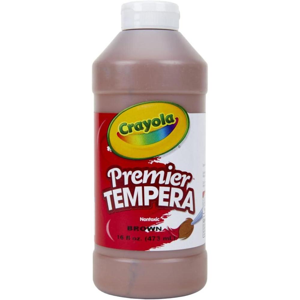 Crayola Premier Tempera Paint For Kids – Orange (16oz), Kids Classroom Supplies, Great For Arts & Crafts, Non Toxic, Easy Squeeze Bottle(Brown)