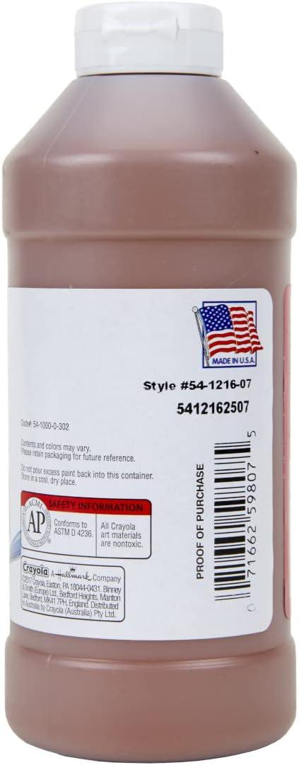 Crayola Premier Tempera Paint For Kids – Orange (16oz), Kids Classroom Supplies, Great For Arts & Crafts, Non Toxic, Easy Squeeze Bottle(Brown)