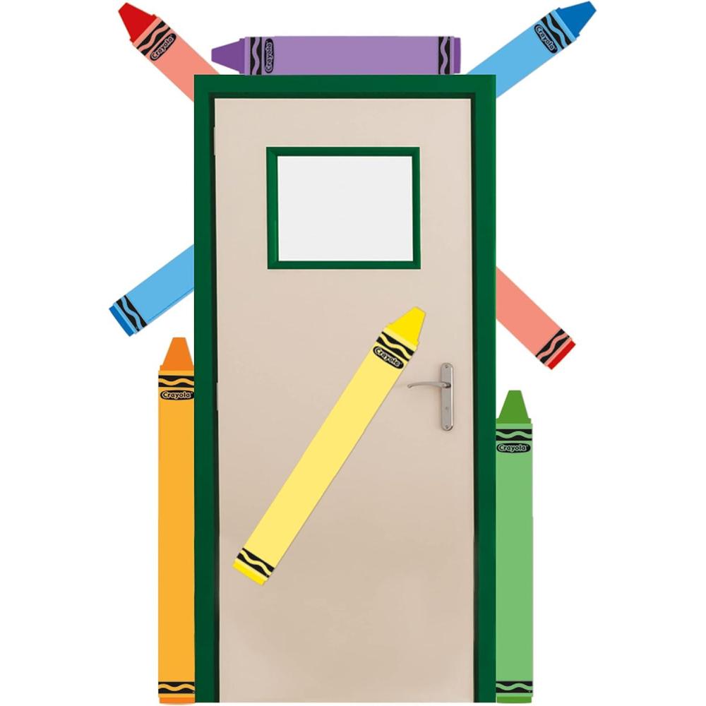 Eureka Crayola Crayons Door, Window, and Bulletin Board Go-Around Classroom Decorations for Teachers, 12 Pieces