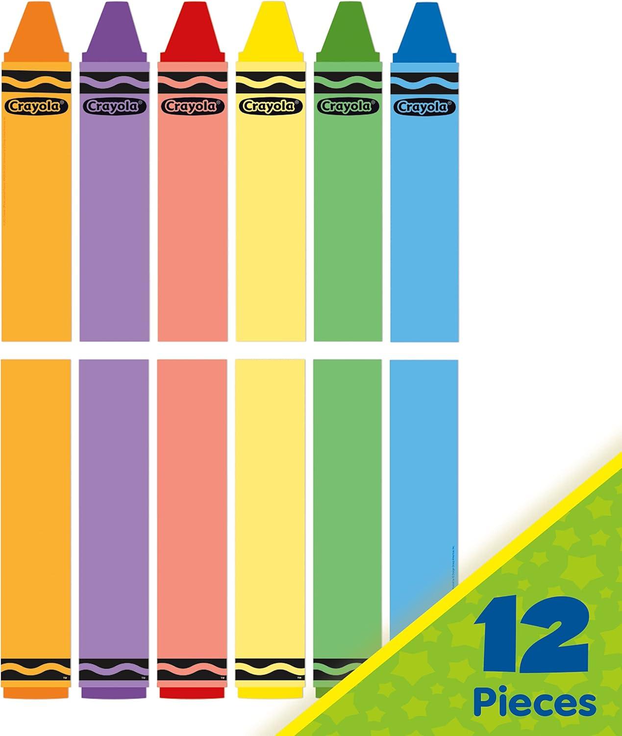 Eureka Crayola Crayons Door, Window, and Bulletin Board Go-Around Classroom Decorations for Teachers, 12 Pieces