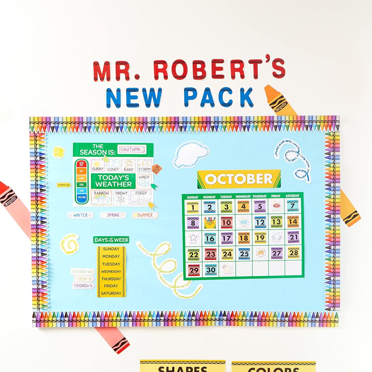 Eureka Crayola Crayons Door, Window, and Bulletin Board Go-Around Classroom Decorations for Teachers, 12 Pieces