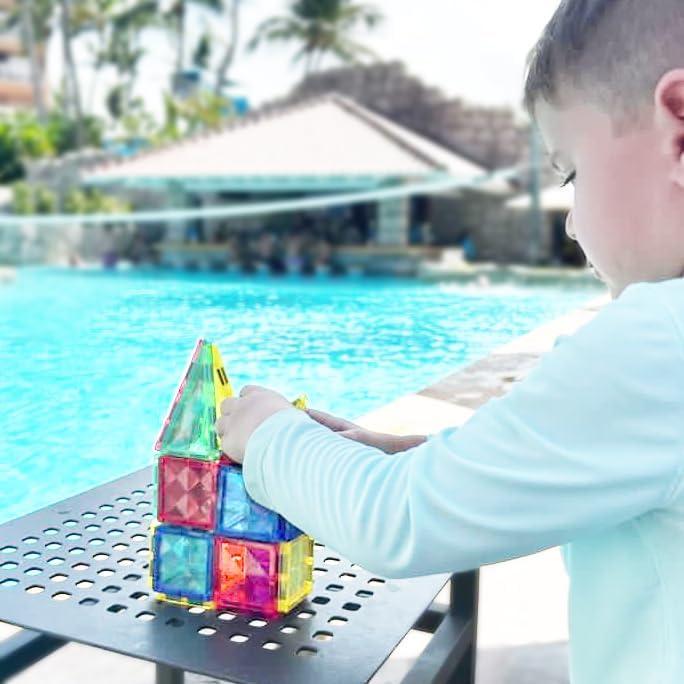 CreateOn Crayola Mini Magnetic PIP-Tiles, Bold Colors – Building Set for Kids, Magnetic Building Toys for Kids, STEM Travel Toys for Boys and Girls Ages 3+, 24-Piece Set (Bold)