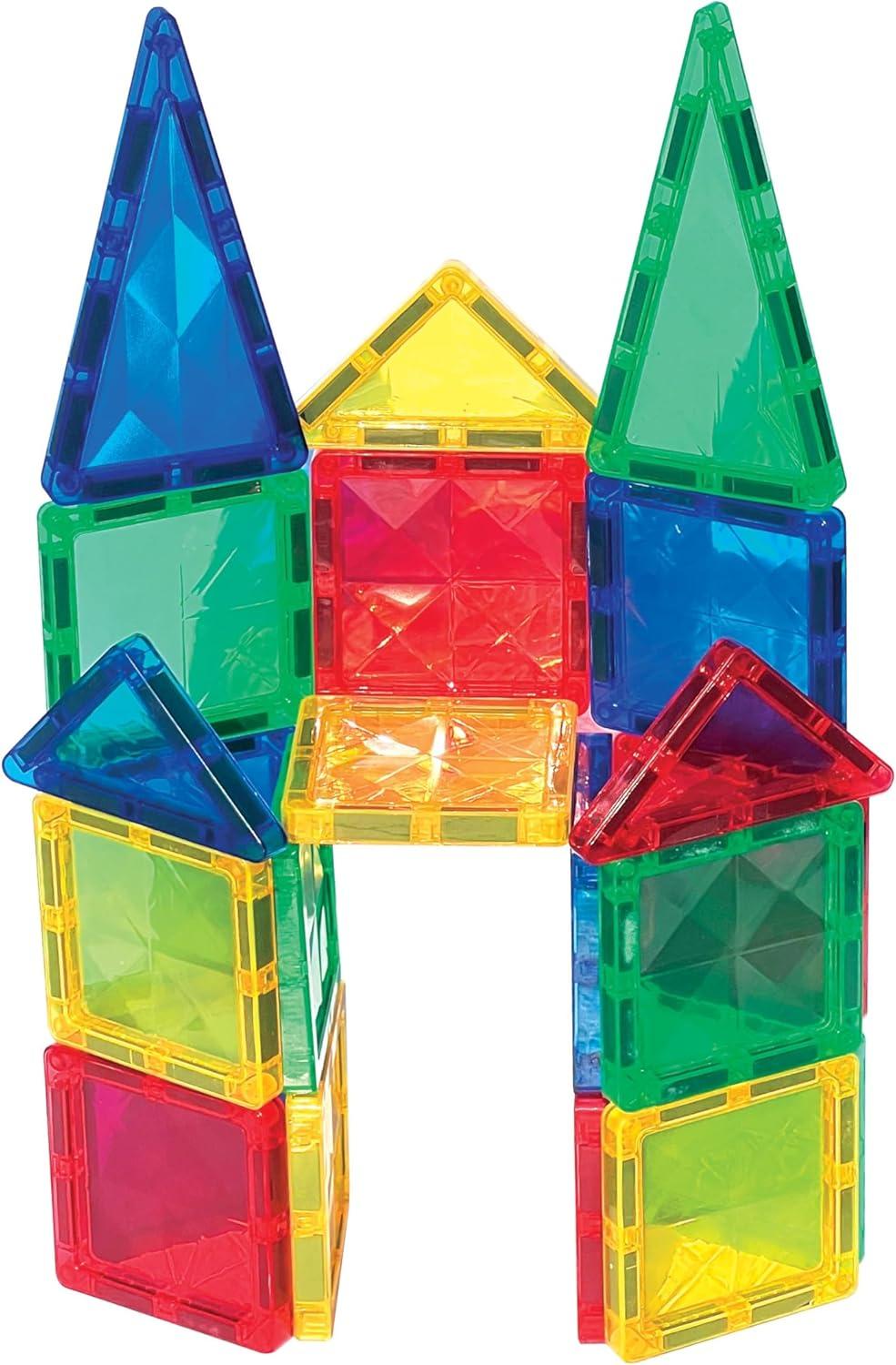 CreateOn Crayola Mini Magnetic PIP-Tiles, Bold Colors – Building Set for Kids, Magnetic Building Toys for Kids, STEM Travel Toys for Boys and Girls Ages 3+, 24-Piece Set (Bold)