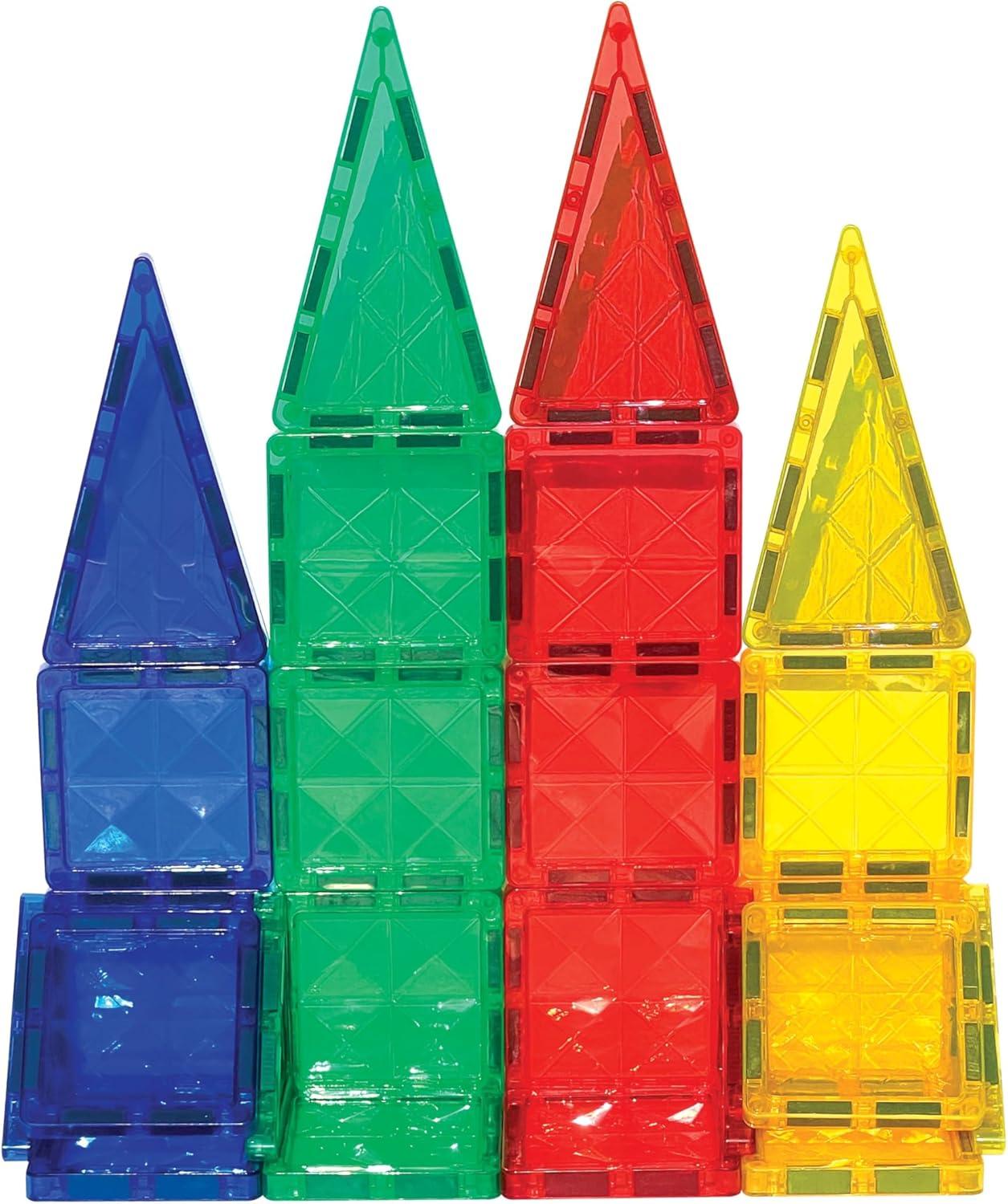 CreateOn Crayola Mini Magnetic PIP-Tiles, Bold Colors – Building Set for Kids, Magnetic Building Toys for Kids, STEM Travel Toys for Boys and Girls Ages 3+, 24-Piece Set (Bold)
