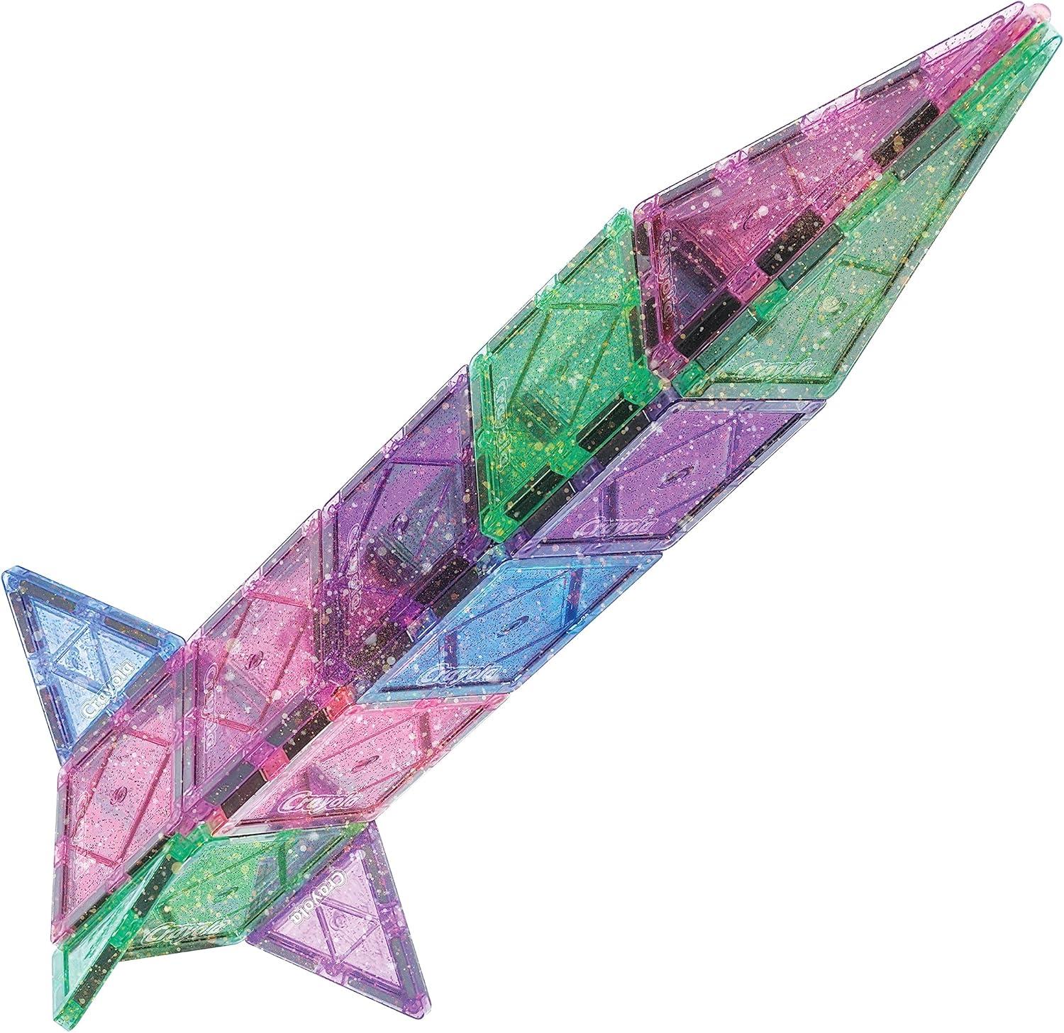 CreateOn Crayola Glitter Magnetic Tiles, Building Set for Kids, Magnetic Tiles, Magnetic Building Toys for Kids, STEM Easter Toys for Boys and Girls Ages 3 and Up, 40-Piece Set (Glitter)