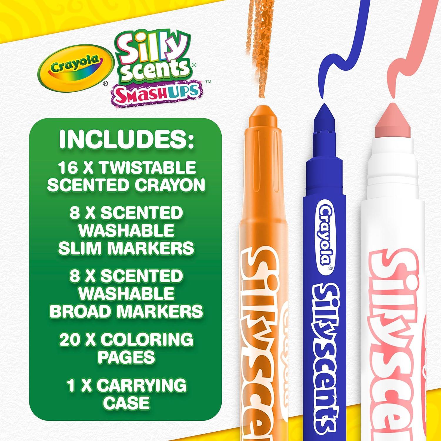 Crayola Limited Edition Coloring Set (115pcs), Kids Drawing Supplies Kit with Crayons, Markers & Colored Pencils, Birthday, Holiday for Kids, 5+(Silly Scents Smash Up)
