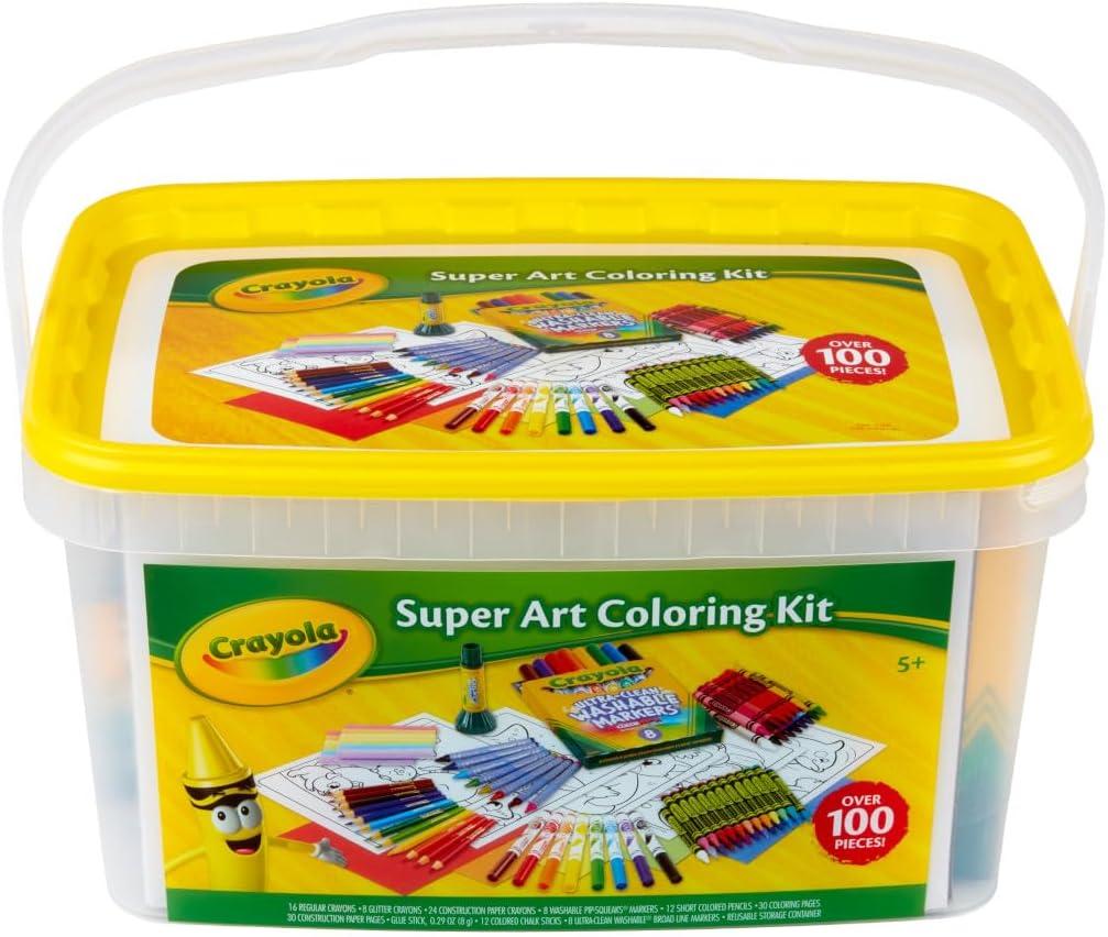 Crayola Super Art Coloring Kit (100+ Pcs), Bulk Stocking Stuffers, Holiday & Christmas Gifts for Kids, Arts & Crafts Supplies Set, Ages 4, 5, 6 [Amazon Exclusive](Super Coloring Kit)