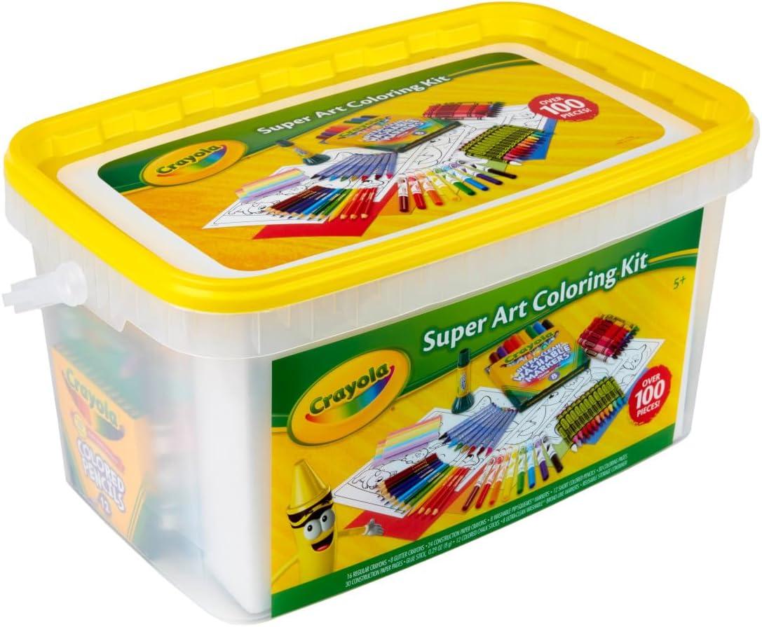 Crayola Super Art Coloring Kit (100+ Pcs), Bulk Stocking Stuffers, Holiday & Christmas Gifts for Kids, Arts & Crafts Supplies Set, Ages 4, 5, 6 [Amazon Exclusive](Super Coloring Kit)
