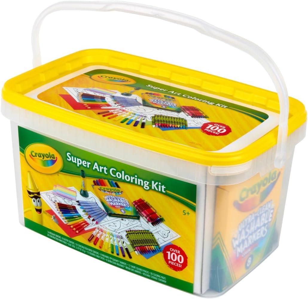 Crayola Super Art Coloring Kit (100+ Pcs), Bulk Stocking Stuffers, Holiday & Christmas Gifts for Kids, Arts & Crafts Supplies Set, Ages 4, 5, 6 [Amazon Exclusive](Super Coloring Kit)
