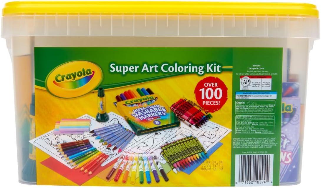 Crayola Super Art Coloring Kit (100+ Pcs), Bulk Stocking Stuffers, Holiday & Christmas Gifts for Kids, Arts & Crafts Supplies Set, Ages 4, 5, 6 [Amazon Exclusive](Super Coloring Kit)