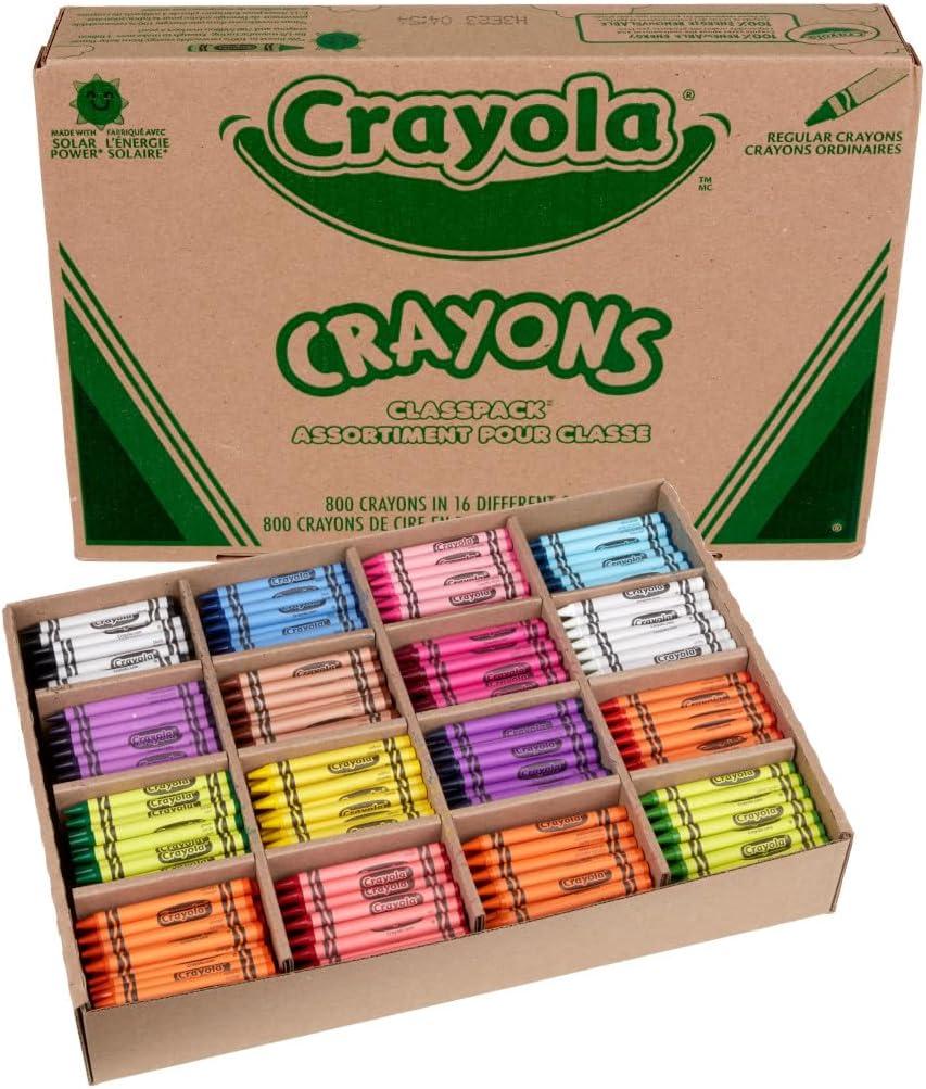 Crayola Bulk Crayon Classpack – 800ct (16 Colors), Bulk Teacher Supplies & Classroom Essentials for School, Arts & Crafts Crayons for Kids, Ages 3, 4, 5