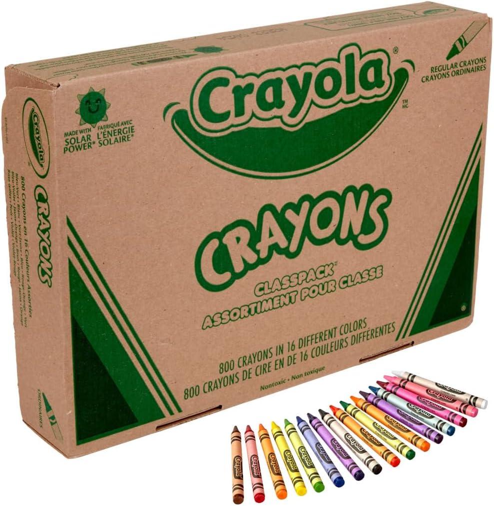 Crayola Bulk Crayon Classpack – 800ct (16 Colors), Bulk Teacher Supplies & Classroom Essentials for School, Arts & Crafts Crayons for Kids, Ages 3, 4, 5