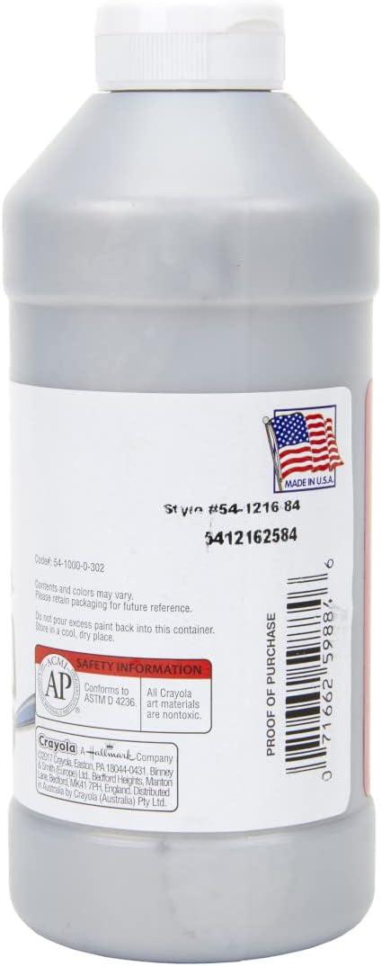 Crayola Premier Tempera Paint For Kids – Orange (16oz), Kids Classroom Supplies, Great For Arts & Crafts, Non Toxic, Easy Squeeze Bottle(Silver)