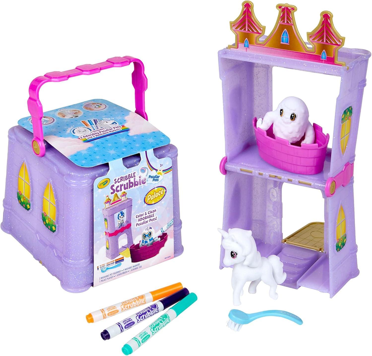 Crayola Scribble Scrubbie Peculiar Pets, Palace Playset with Yeti & Unicorn Toys, Kids Gifts for Girls & Boys, Ages 3, 4, 5, 9(Palace Playset)