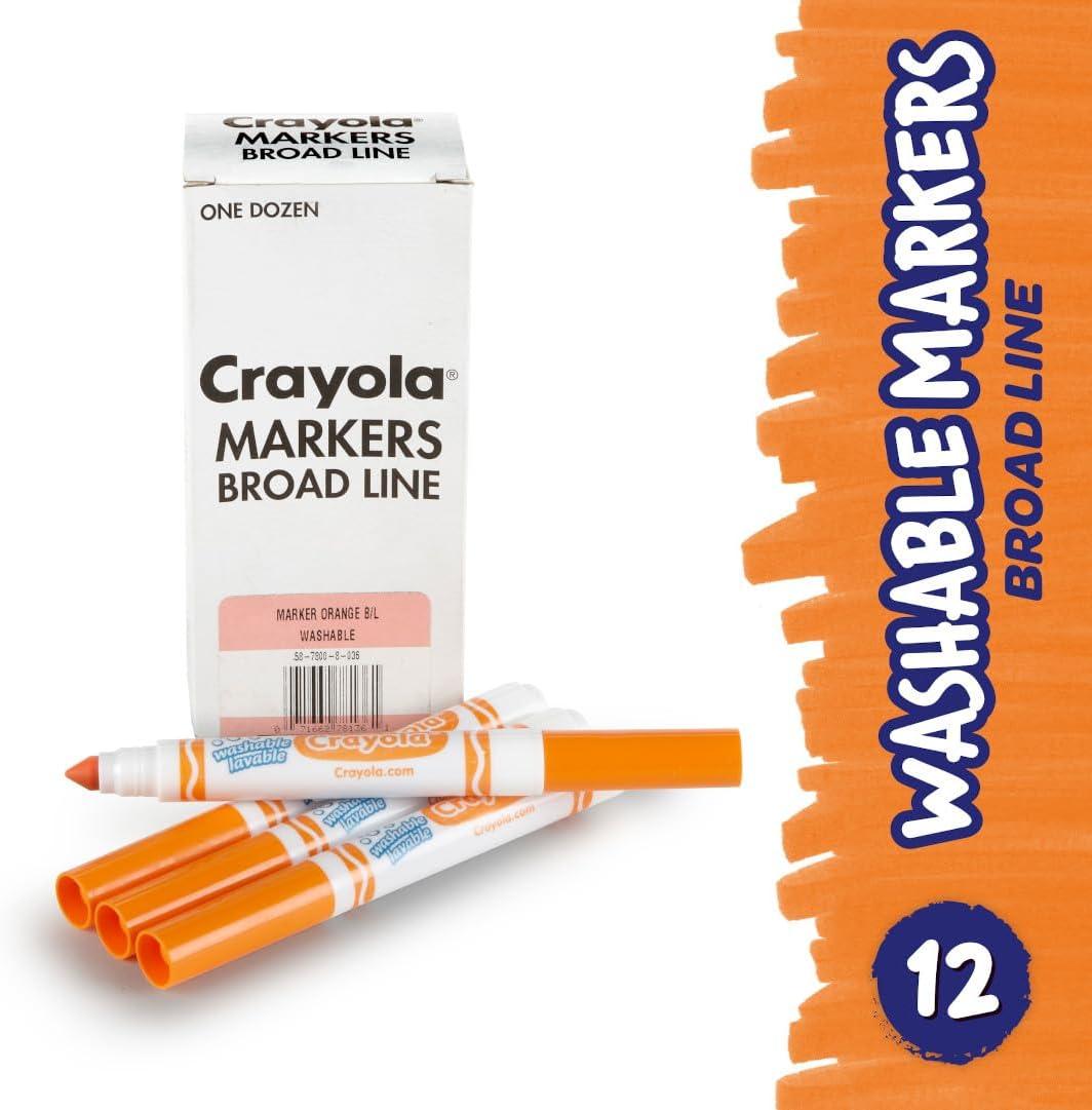Crayola 12 Count Washable Bulk Markers, Green(Orange)