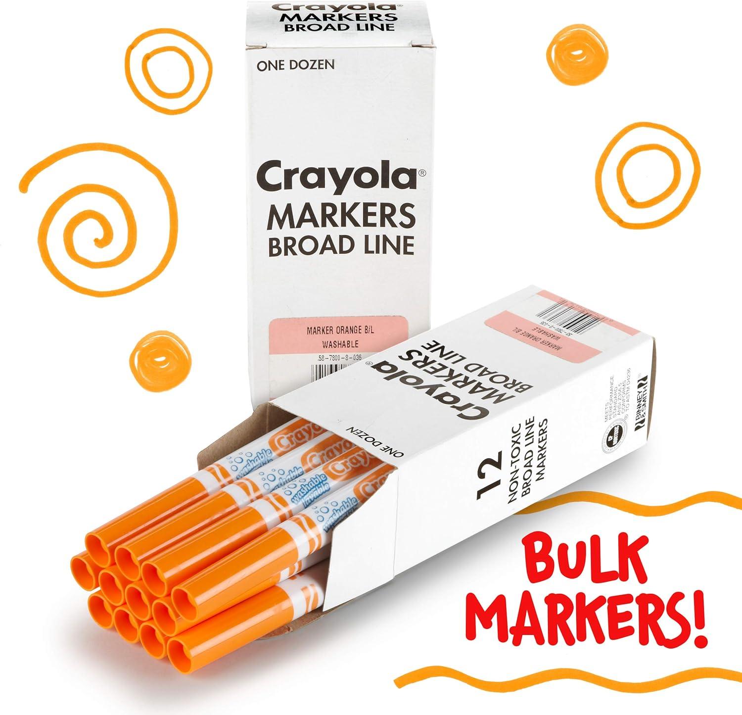 Crayola 12 Count Washable Bulk Markers, Green(Orange)