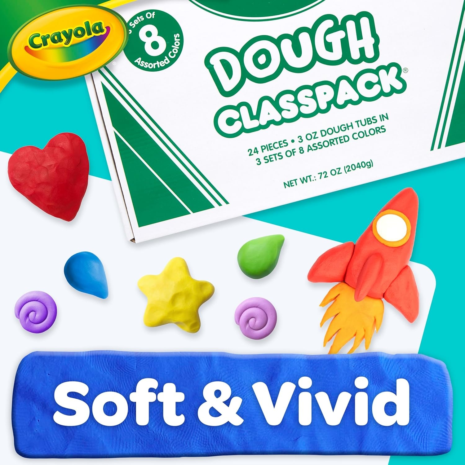Crayola Dough Classpack – 8 Assorted Colors (48 Count), 3oz Kids Dough, Classroom Supplies, Teacher Must Haves, Nontoxic, Ages 3+(24 Count)