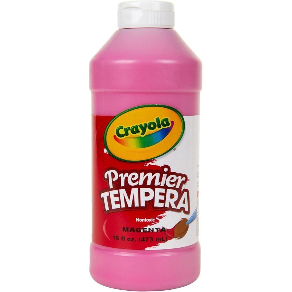 Crayola Premier Tempera Paint For Kids – Orange (16oz), Kids Classroom Supplies, Great For Arts & Crafts, Non Toxic, Easy Squeeze Bottle(Magenta)