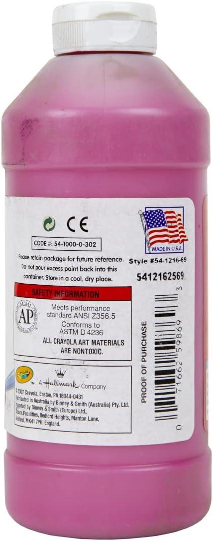 Crayola Premier Tempera Paint For Kids – Orange (16oz), Kids Classroom Supplies, Great For Arts & Crafts, Non Toxic, Easy Squeeze Bottle(Magenta)