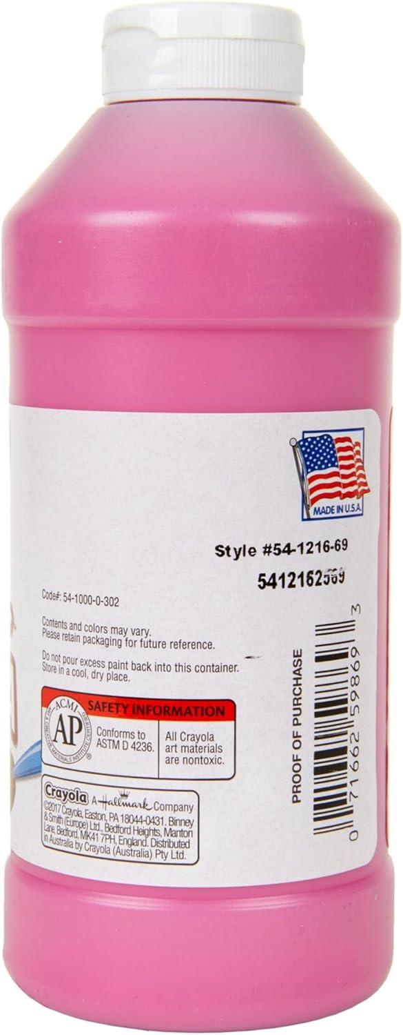 Crayola Premier Tempera Paint For Kids – Orange (16oz), Kids Classroom Supplies, Great For Arts & Crafts, Non Toxic, Easy Squeeze Bottle(Magenta)