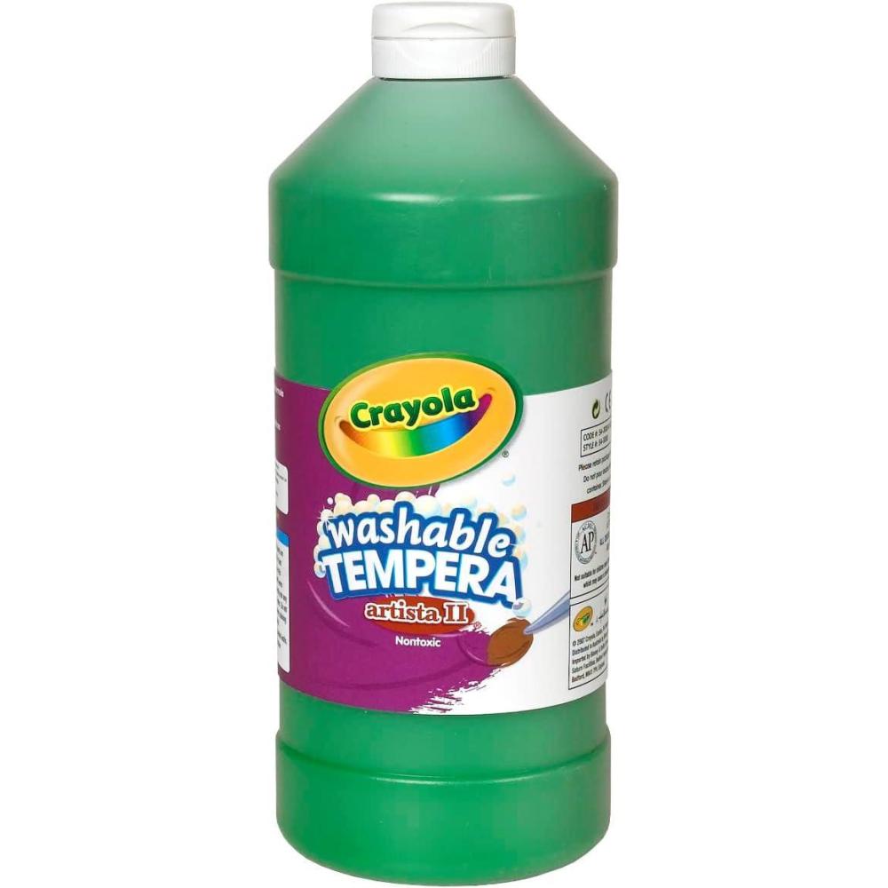 Crayola Washable Tempera Paint For Kids, Green Paint, Classroom Supplies, Non Toxic, 32 Oz Squeeze Bottle