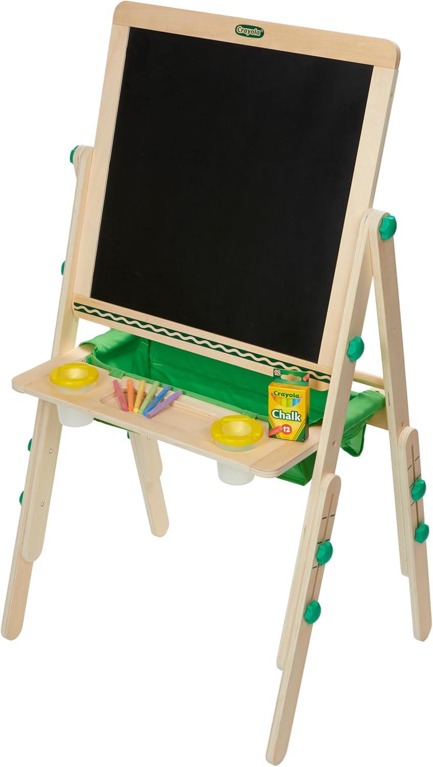 Crayola Wooden Art Easel for Kids, 2-in-1 Dry Erase Board & Chalkboard, Gifts for Toddlers, Ages 3, 4, 5(Super Easel)