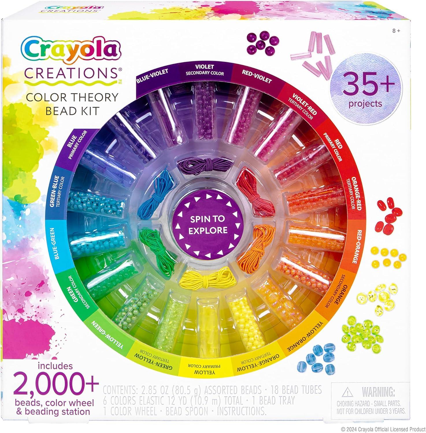 Fashion Angels Crayola Creations Color Theory Bead Kit, Multicolored 2,000+ Bead Set & Wheel, DIY Jewelry Kit for Kids, Teen Girls & Boys