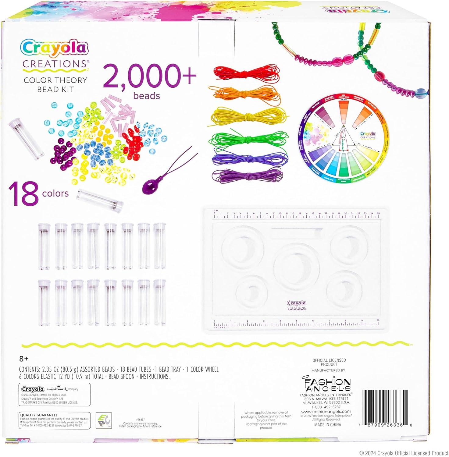 Fashion Angels Crayola Creations Color Theory Bead Kit, Multicolored 2,000+ Bead Set & Wheel, DIY Jewelry Kit for Kids, Teen Girls & Boys