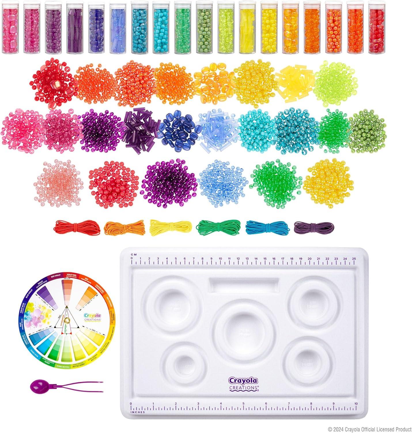 Fashion Angels Crayola Creations Color Theory Bead Kit, Multicolored 2,000+ Bead Set & Wheel, DIY Jewelry Kit for Kids, Teen Girls & Boys