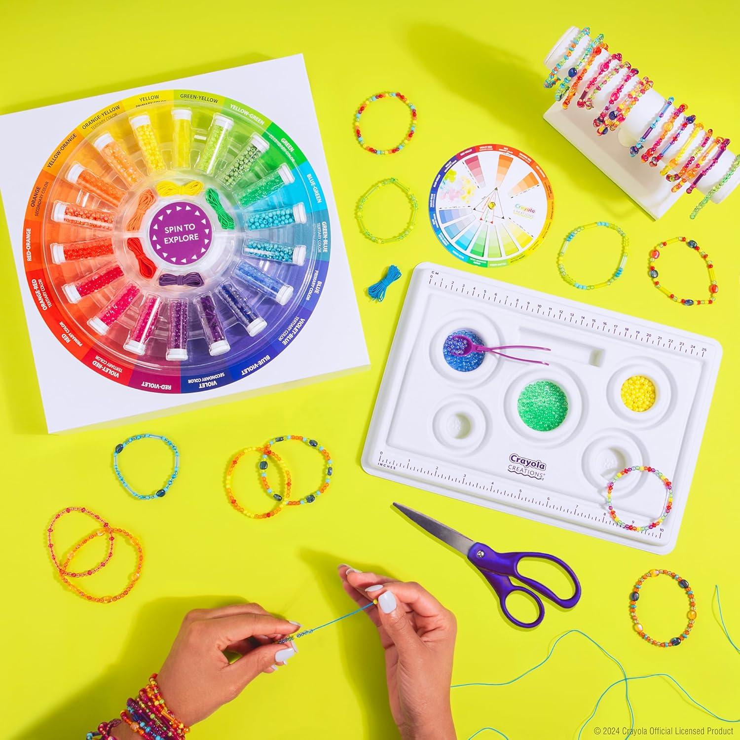 Fashion Angels Crayola Creations Color Theory Bead Kit, Multicolored 2,000+ Bead Set & Wheel, DIY Jewelry Kit for Kids, Teen Girls & Boys