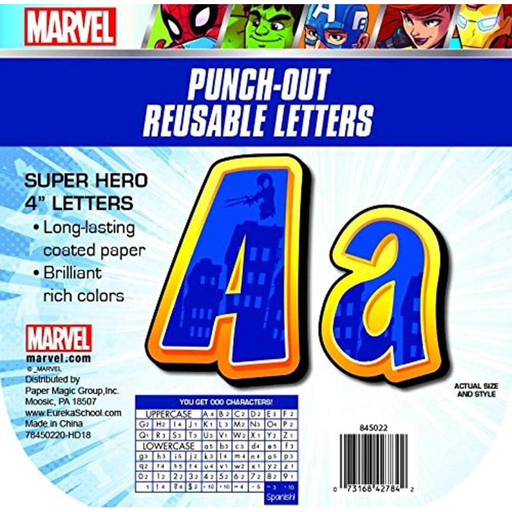 Eureka Crayola Letter, Number, Punctuation Mark, and Symbol Classroom Decorations for Teachers, 4″ H, 178 Pieces, Blue(Marvel Avengers)