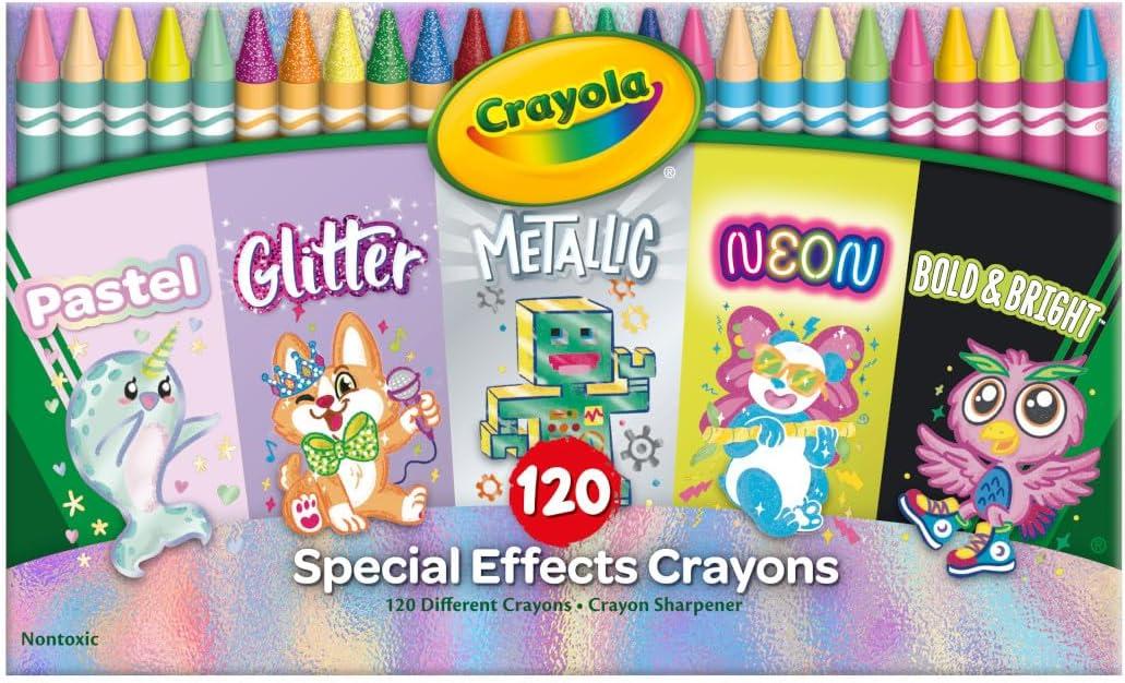 Crayola Special Effects Bulk Crayon Set (5 Pack), 24 Crayons for Kids, Coloring Supplies for Arts & Crafts, Glitter, Pastel, Bold & Bright, Neon, Metallic [Amazon Exclusive]