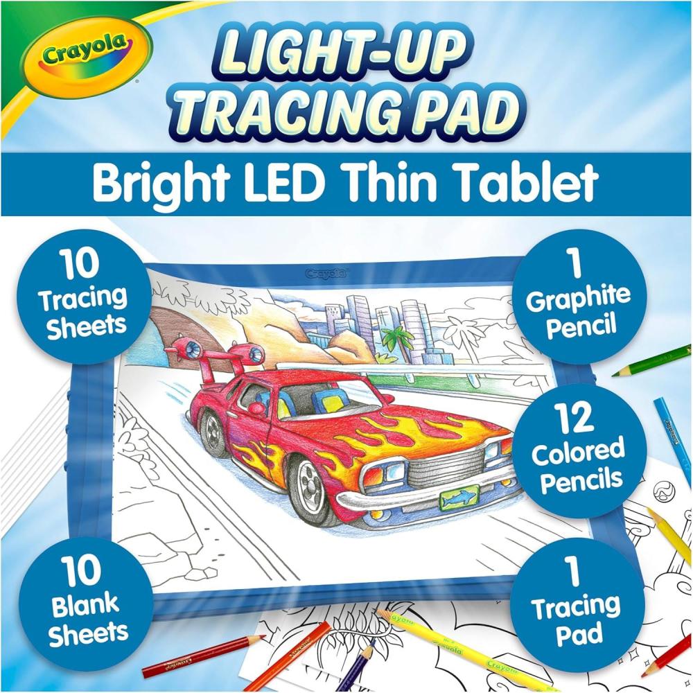 Crayola Light Up Tracing Pad Pink, Best Birthday, Holiday & Christmas Gifts for Girls & Boys, 6, 7, 8 Year Olds, Kids Toys, Light Box Art Kit for Kids [Amazon Exclusive](Blue)
