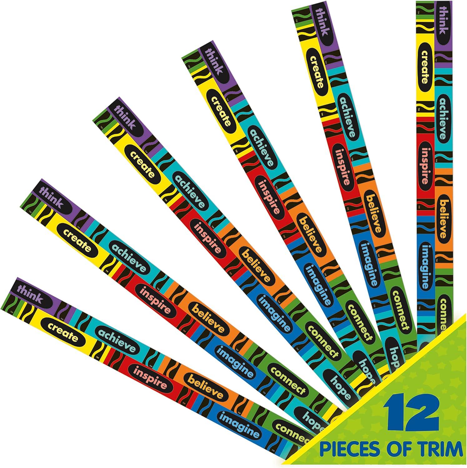 Eureka Crayola Rainbow Decorative Classroom and Bulletin Board Trim for Teachers, 2.25″ Wide, 12 Strips for 37 Total Feet(OSFA)