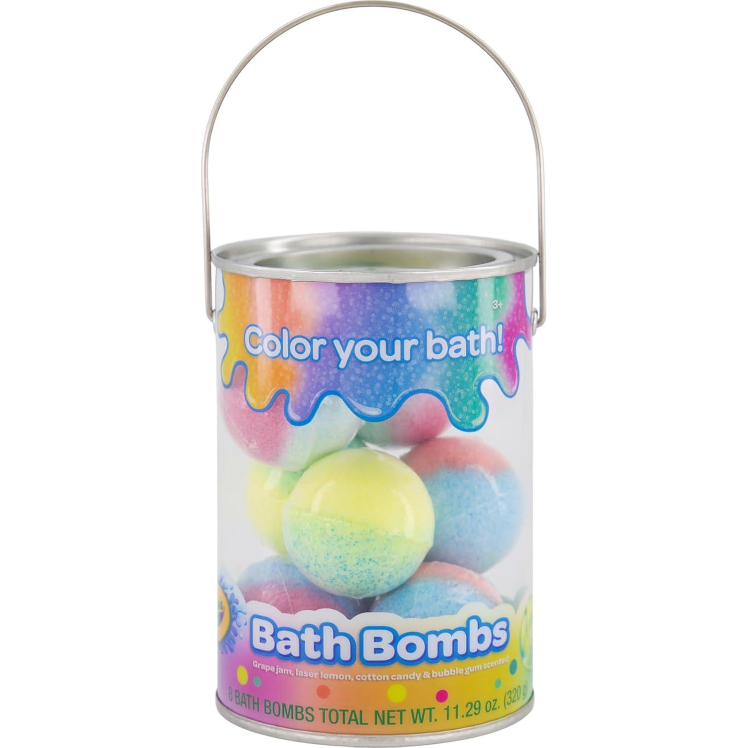 Taste Beauty Crayola Color Your Bath Bomb Bucket, 4 Scents, Multicolored, Pack of 8
