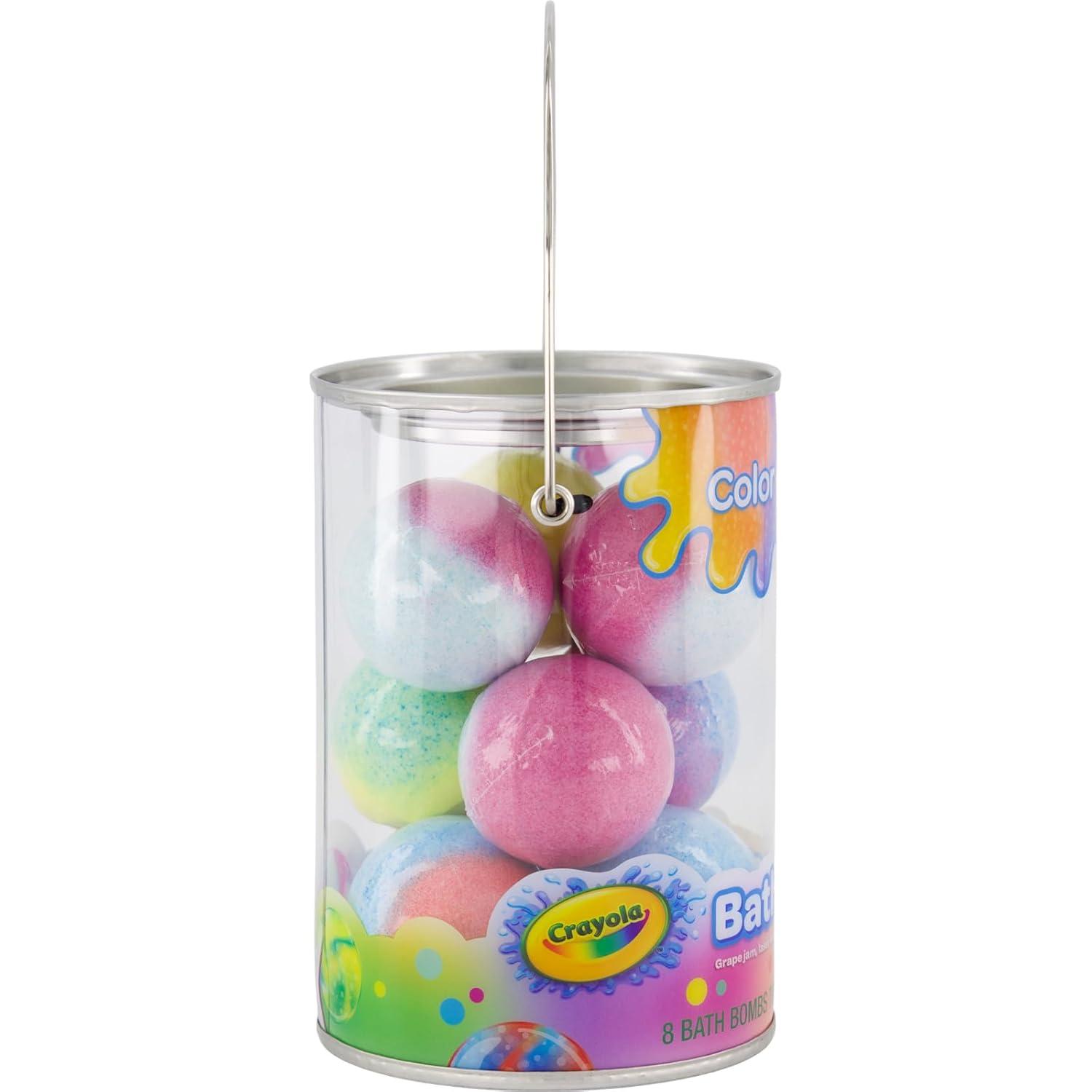 Taste Beauty Crayola Color Your Bath Bomb Bucket, 4 Scents, Multicolored, Pack of 8
