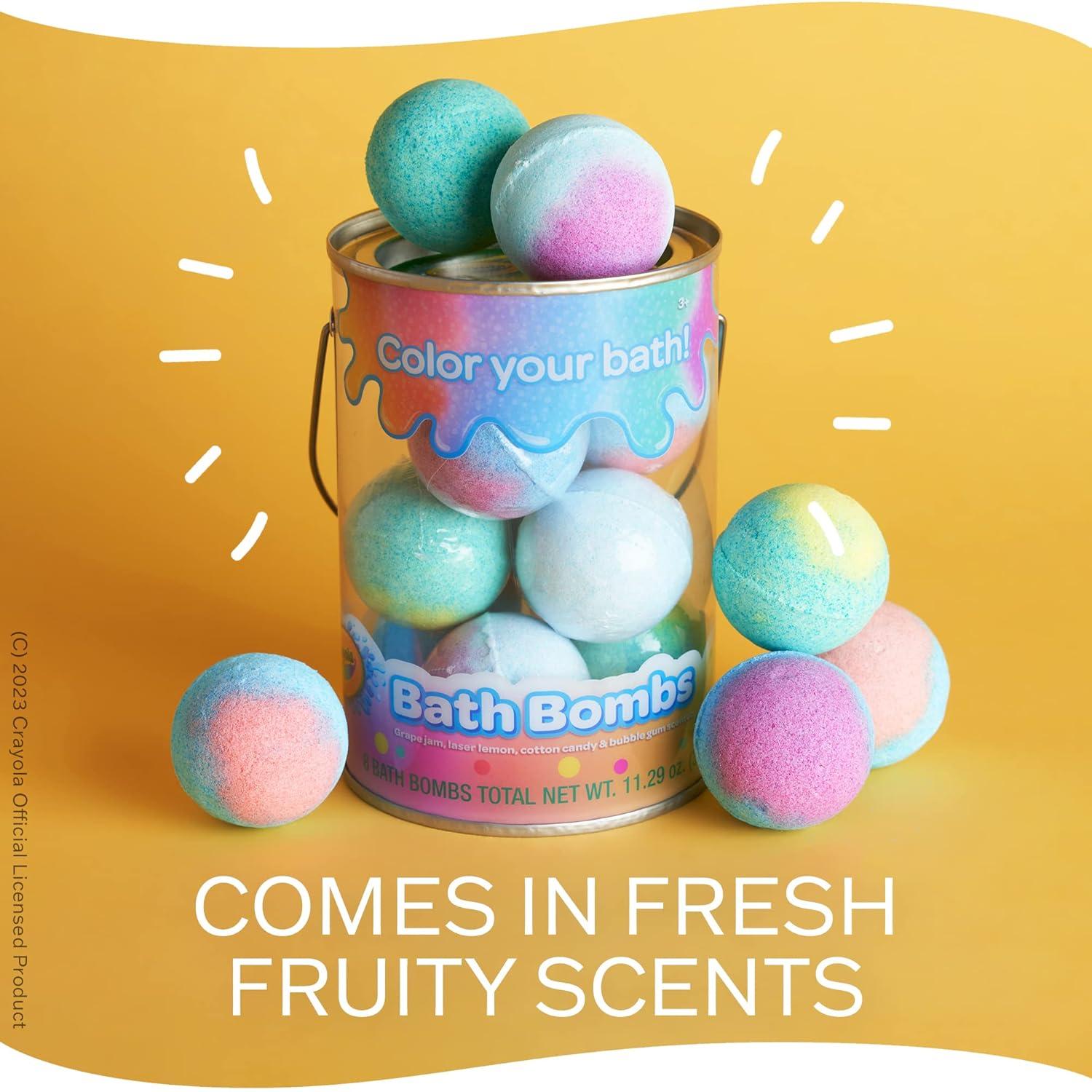 Taste Beauty Crayola Color Your Bath Bomb Bucket, 4 Scents, Multicolored, Pack of 8