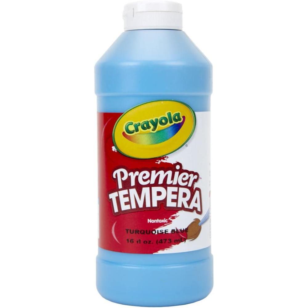 Crayola Premier Tempera Paint For Kids – Orange (16oz), Kids Classroom Supplies, Great For Arts & Crafts, Non Toxic, Easy Squeeze Bottle(Turq)