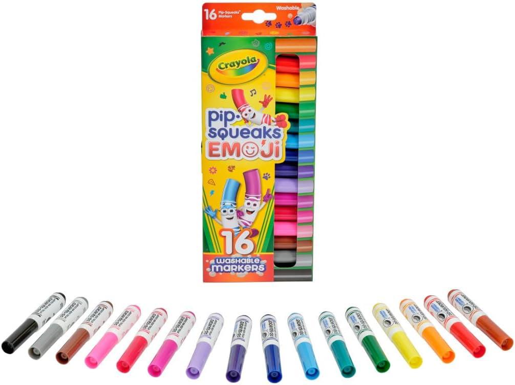 Crayola Pip Squeaks Skinnies Washable Marker Set (16ct), Mini Markers for Toddlers, Thin Coloring Markers for Kids, Toddler Arts & Craft Supplies(1 Count (Pack of 1))