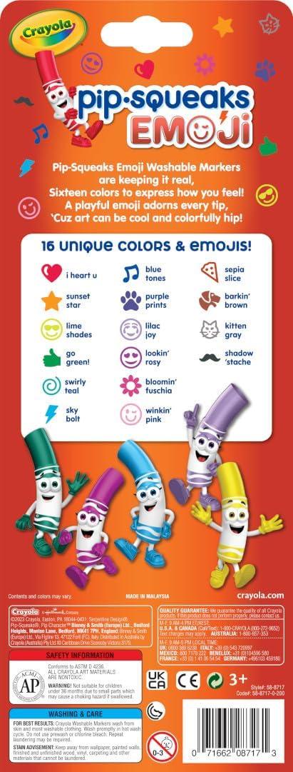 Crayola Pip Squeaks Skinnies Washable Marker Set (16ct), Mini Markers for Toddlers, Thin Coloring Markers for Kids, Toddler Arts & Craft Supplies(1 Count (Pack of 1))