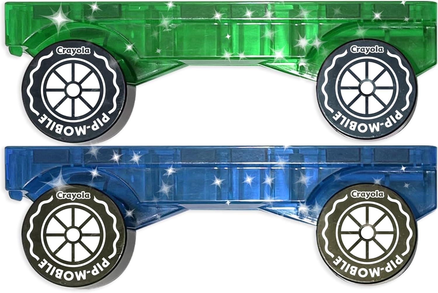Crayola PIP-Mobiles Rolling Chassis Accessory for Magnetic Building Tiles – Add Wheels to Crayola PIP-Tile Sets – STEM Learning Toy for Kids Ages 3+ – Creative, Educational Toy – 2-Pack (Glitter)