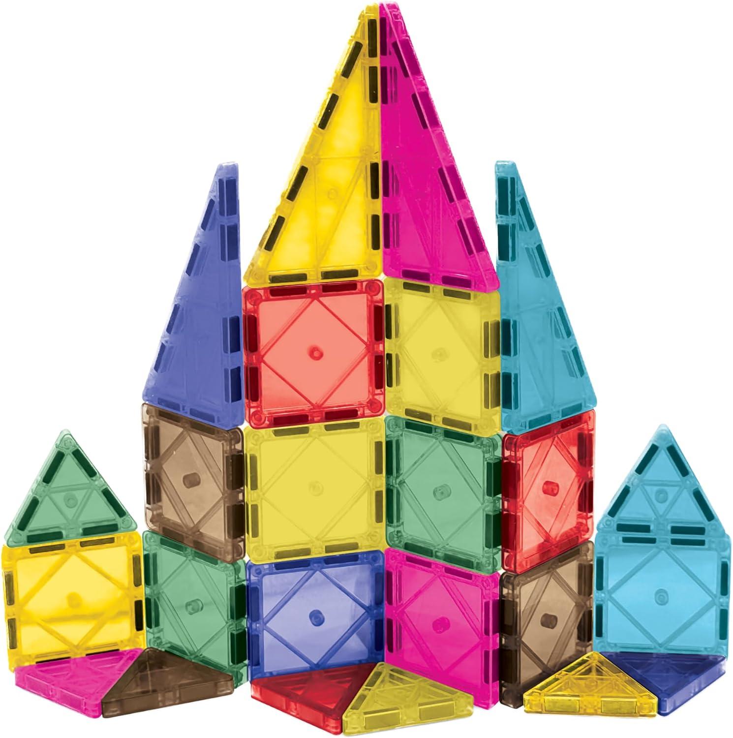 CreateOn Crayola Limited Edition Retro PIP Magnetic Tiles, Mini Building Set for Kids, Magnetic Tiles, Kids’ Building Toys, STEM & Montessori Toys for Boys and Girls Ages 3+, 24-Piece Set (Retro)
