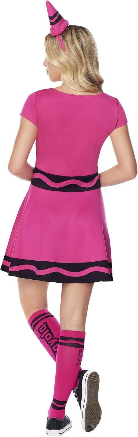 Spirit Halloween Crayola Adult Razzmatazz Pink Crayon Dress Costume | Officially Licensed | Easy Halloween Costume