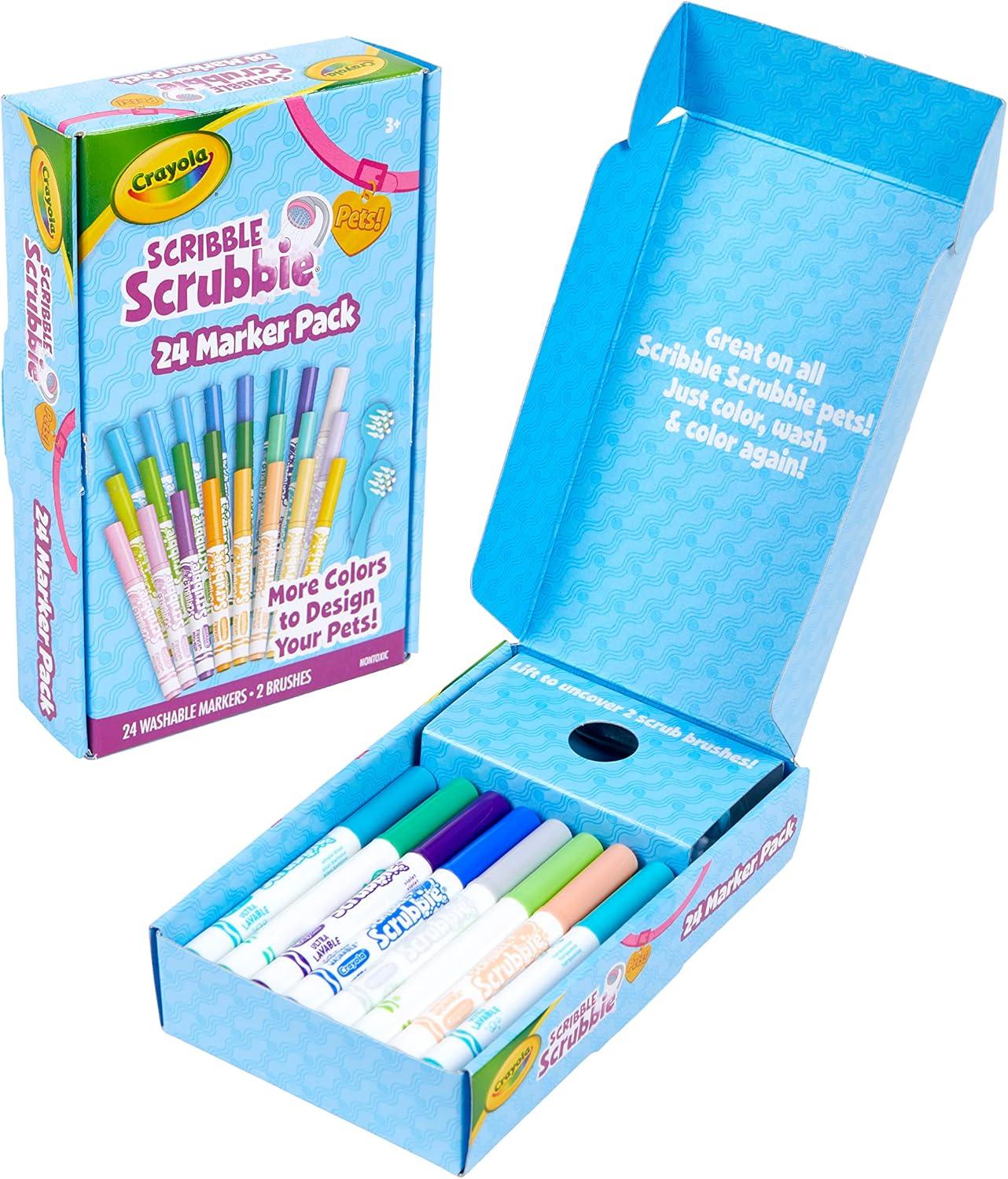 Crayola Scribble Scrubbies Glam Pack (4 Pets), Holiday for Kids, Washable Pet Care Toy, Coloring Animal Craft, Stocking Stuffer Toys for Girls & Boys, 3+(Refill Markers)