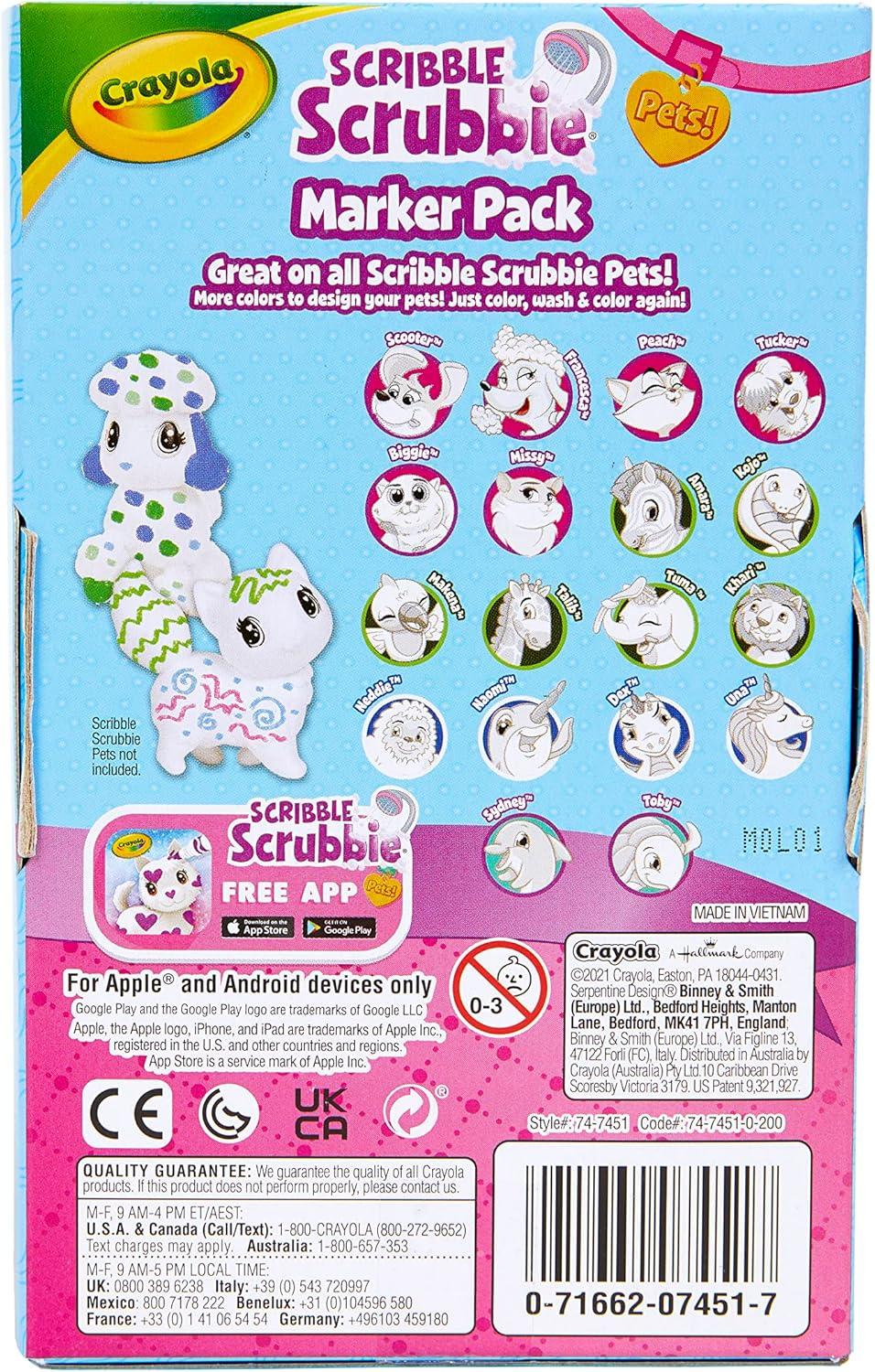 Crayola Scribble Scrubbies Glam Pack (4 Pets), Holiday for Kids, Washable Pet Care Toy, Coloring Animal Craft, Stocking Stuffer Toys for Girls & Boys, 3+(Refill Markers)