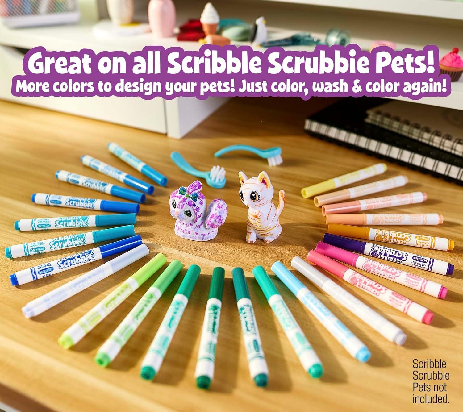 Crayola Scribble Scrubbies Glam Pack (4 Pets), Holiday for Kids, Washable Pet Care Toy, Coloring Animal Craft, Stocking Stuffer Toys for Girls & Boys, 3+(Refill Markers)