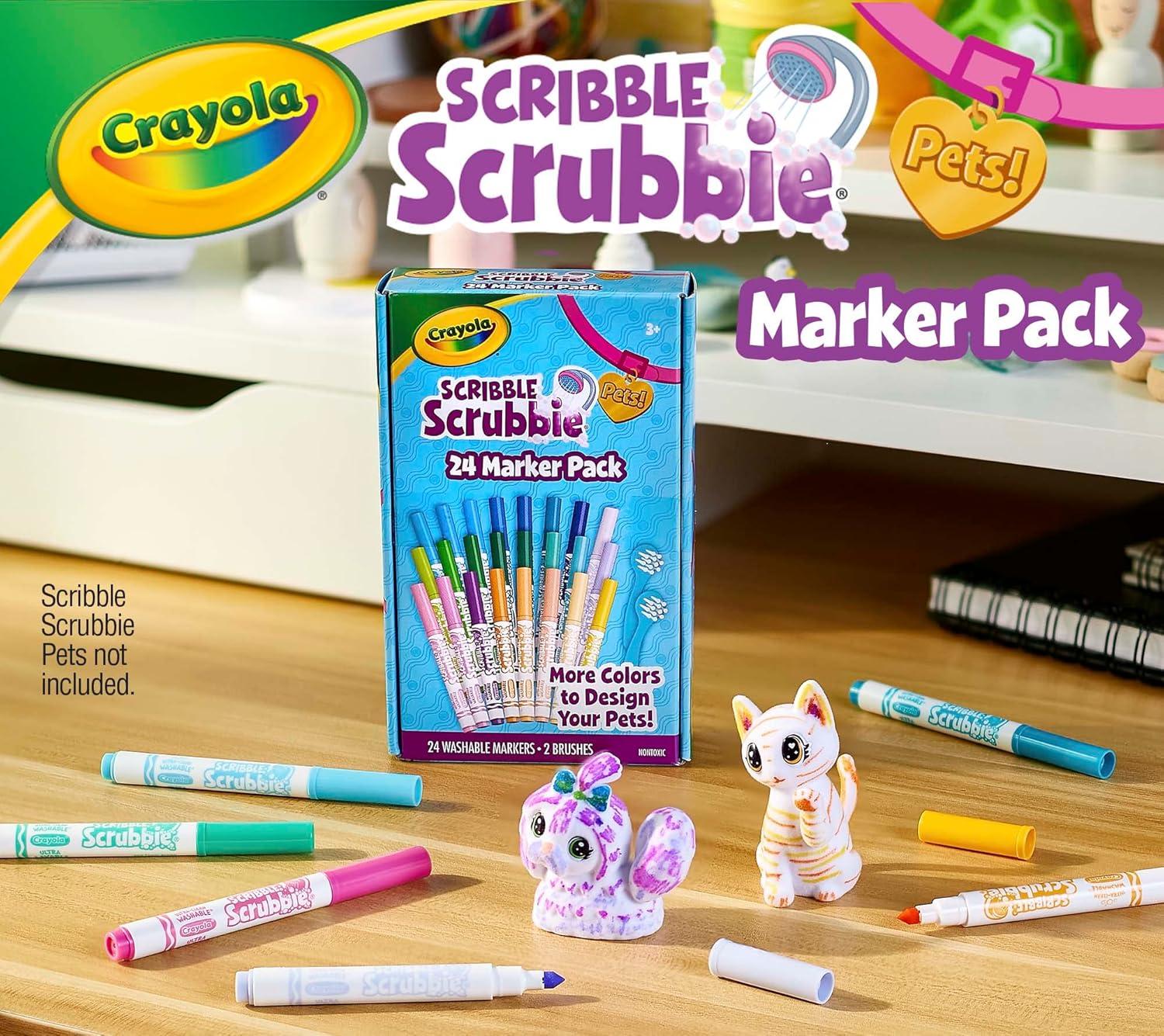 Crayola Scribble Scrubbies Glam Pack (4 Pets), Holiday for Kids, Washable Pet Care Toy, Coloring Animal Craft, Stocking Stuffer Toys for Girls & Boys, 3+(Refill Markers)