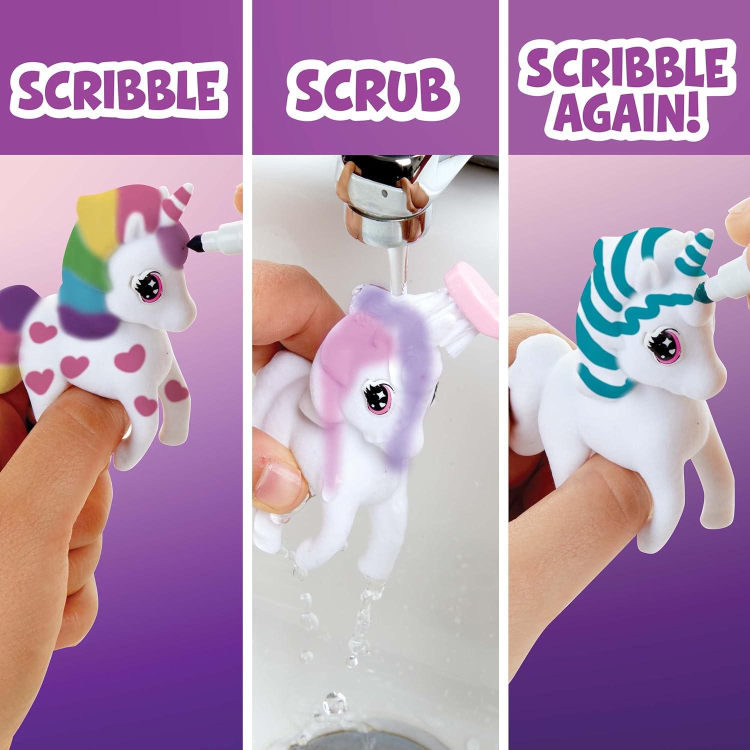 Crayola Scribble Scrubbies Glam Pack (4 Pets), Holiday for Kids, Washable Pet Care Toy, Coloring Animal Craft, Stocking Stuffer Toys for Girls & Boys, 3+(Refill Markers)