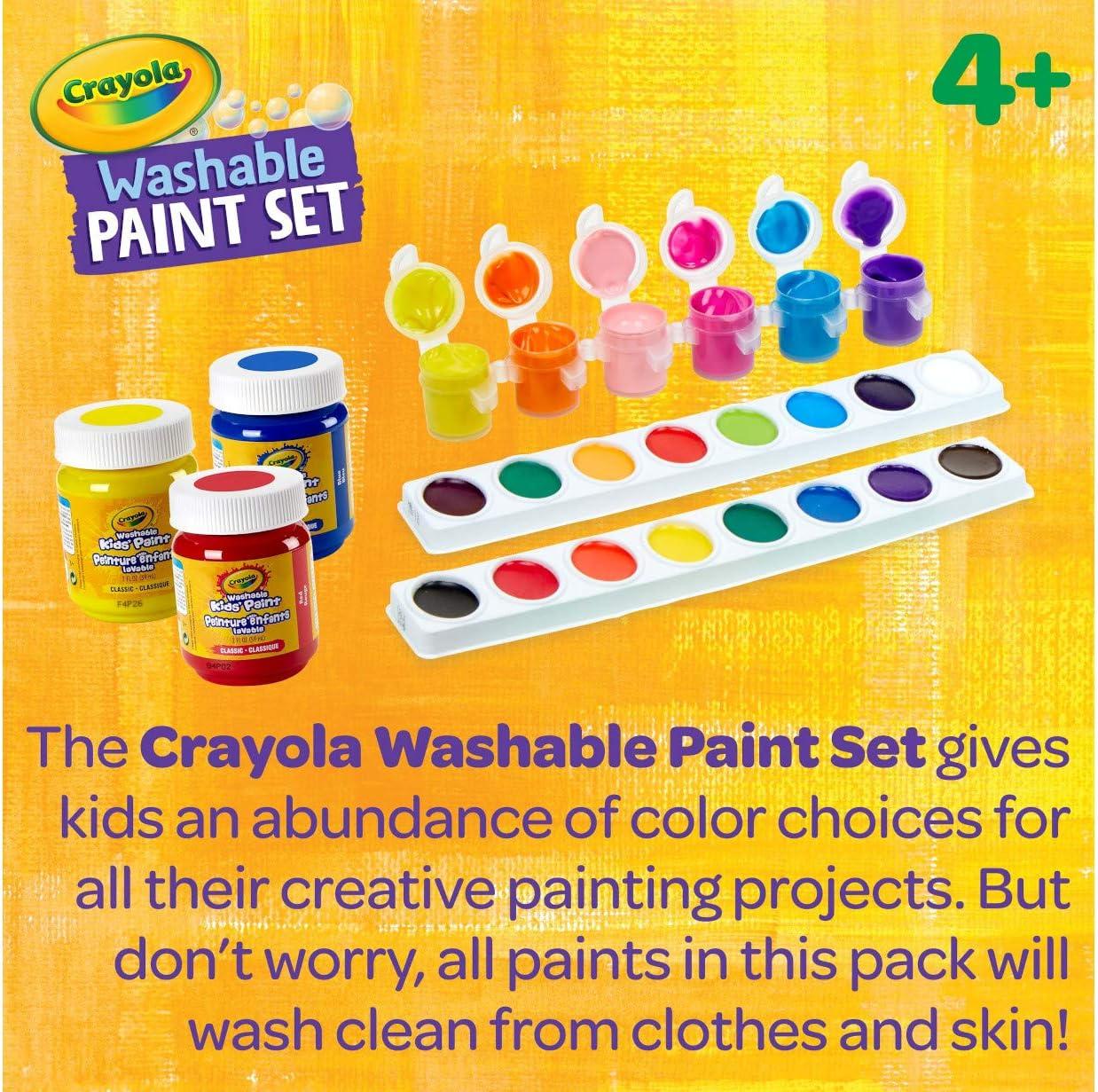 Crayola Washable Kids Paint Set (50pcs), Includes Watercolor & Washable Paints, Painting Paper, Paint Sponge, Kids Paint Brushes