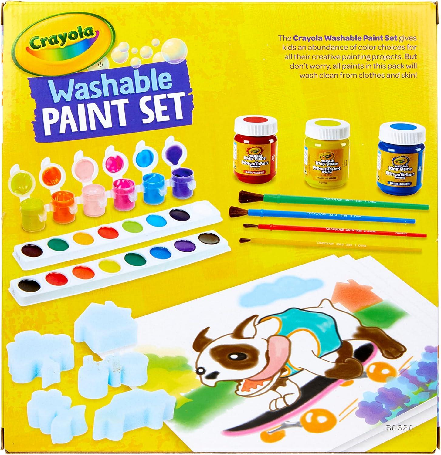 Crayola Washable Kids Paint Set (50pcs), Includes Watercolor & Washable Paints, Painting Paper, Paint Sponge, Kids Paint Brushes